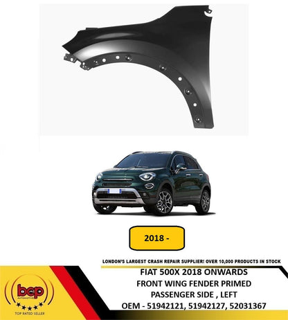FIAT 500X 2018 ONWARDS FRONT WING FENDER PANEL PRIMED PASSENGER SIDE LEFT