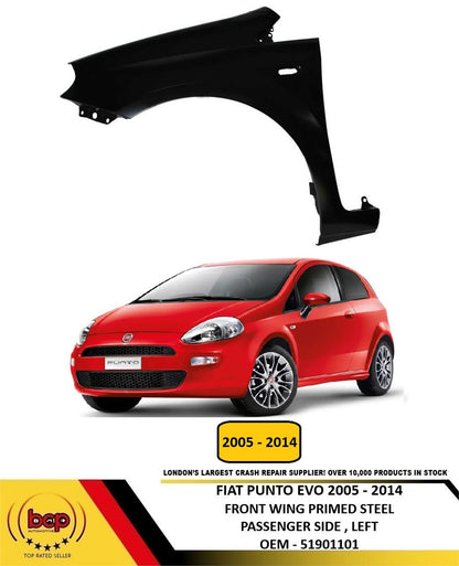 FIAT PUNTO EVO 2005 - 2014 FRONT WING FENDER LEFT PASSENGERS SIDE PRIMED
