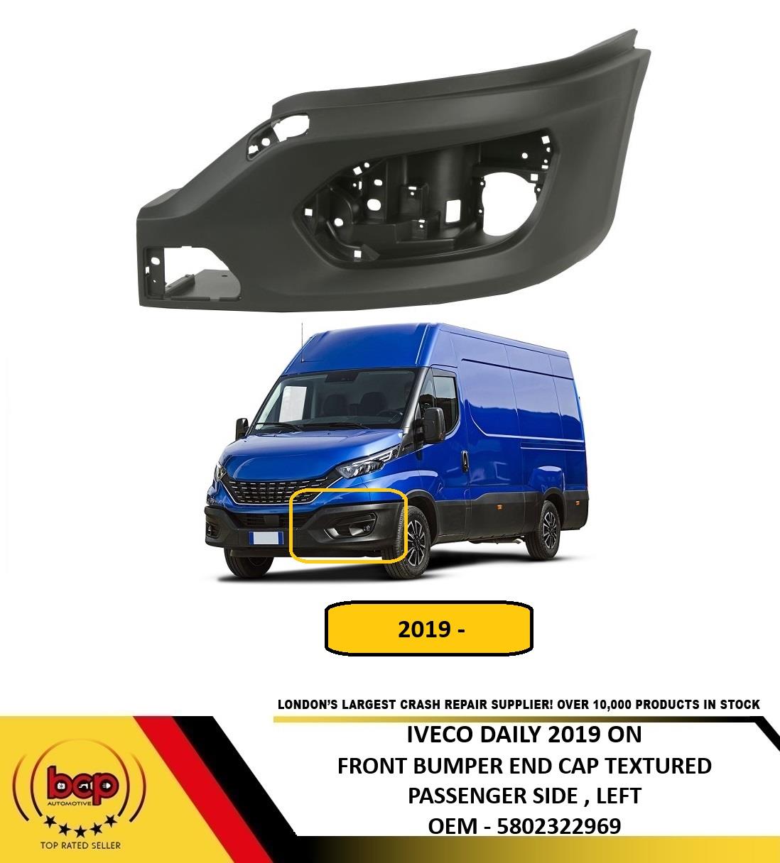 IVECO DAILY 2019 ON FRONT BUMPER END CAP TEXTURED BLACK PASSENGER SIDE LEFT