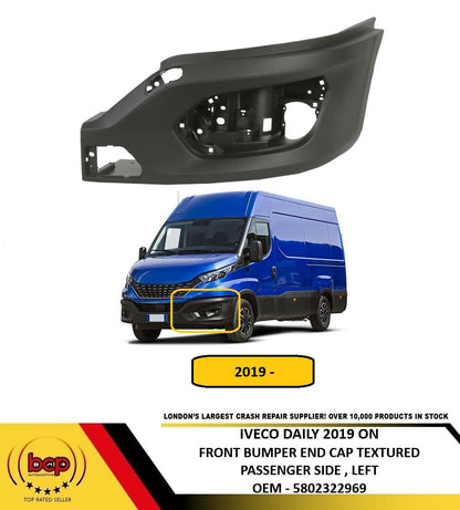 IVECO DAILY 2019 ON FRONT BUMPER END CAP TEXTURED BLACK PASSENGER SIDE LEFT