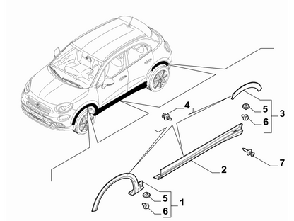 FIAT 500X 2015 – 2018 REAR WHEEL ARCH MOULDING TRIM PASSENGER SIDE LEFT NEW