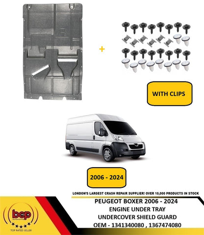 PEUGEOT BOXER 2006 – 2024 ENGINE UNDER TRAY UNDERCOVER SHIELD GUARD WITH CLIPS
