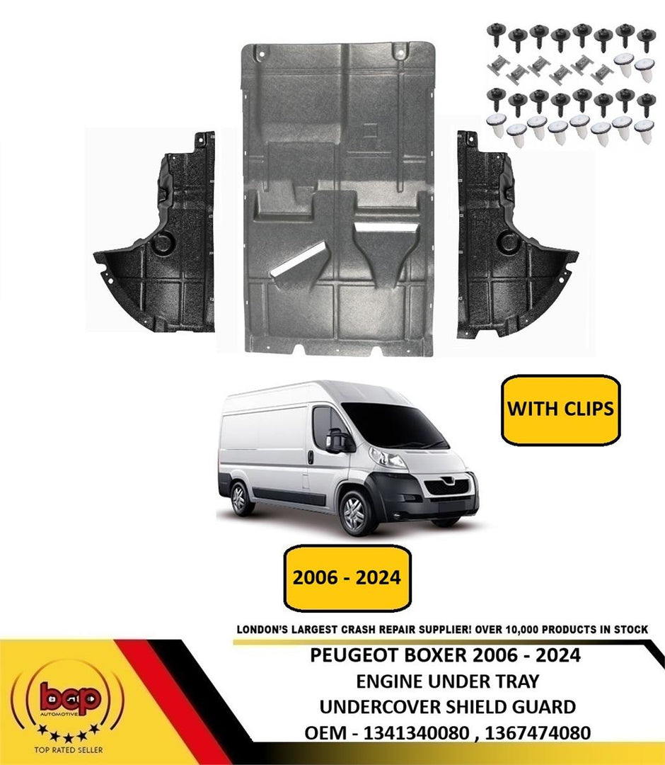 PEUGEOT BOXER 2006–2024 ENGINE UNDER TRAY SET UNDERCOVER SHIELD GUARD WITH CLIPS