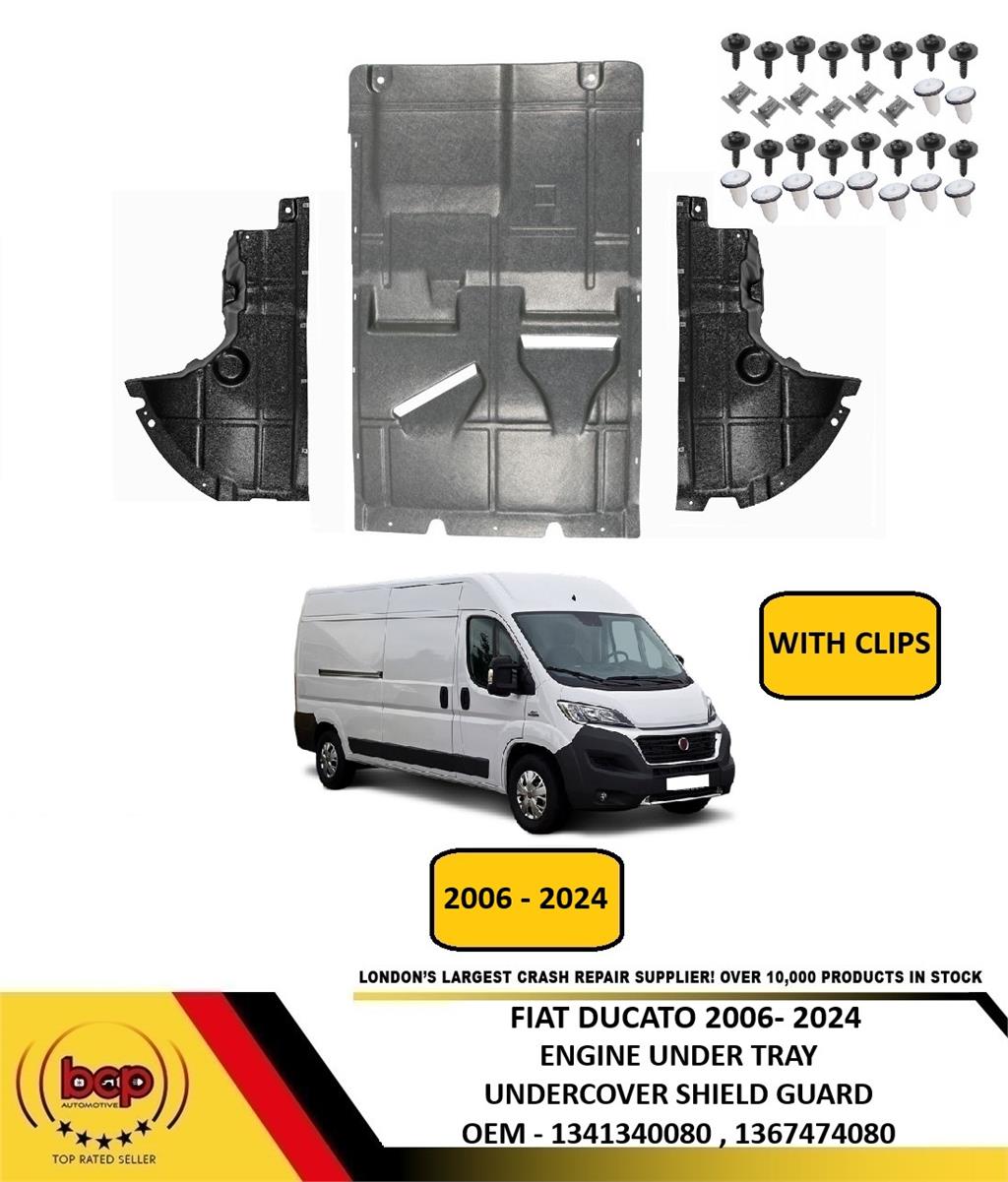 FIAT DUCATO 2006 - 2024 ENGINE UNDER TRAY SET UNDERCOVER SHIELD GUARD WITH CLIPS
