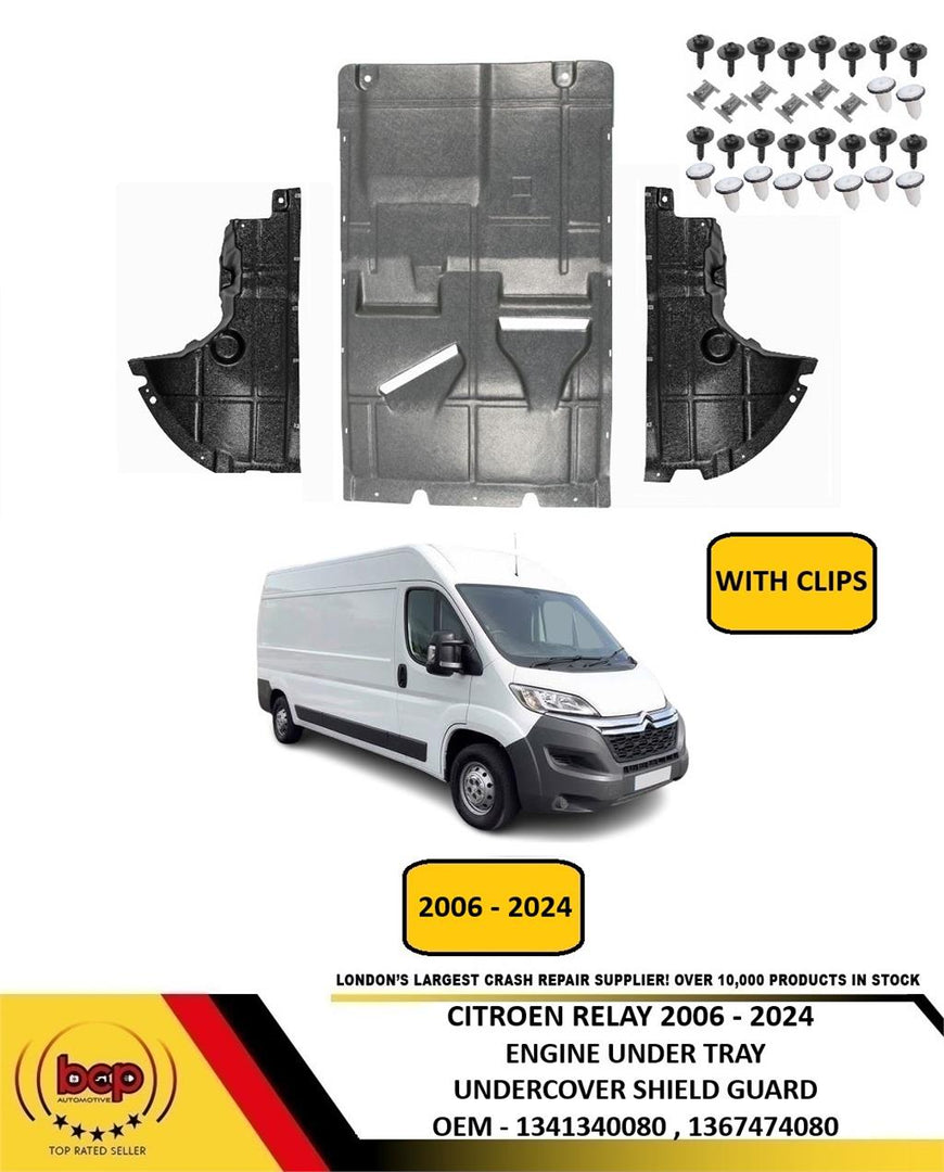 CITROEN RELAY 2006–2024 ENGINE UNDER TRAY SET UNDERCOVER SHIELD GUARD WITH CLIPS