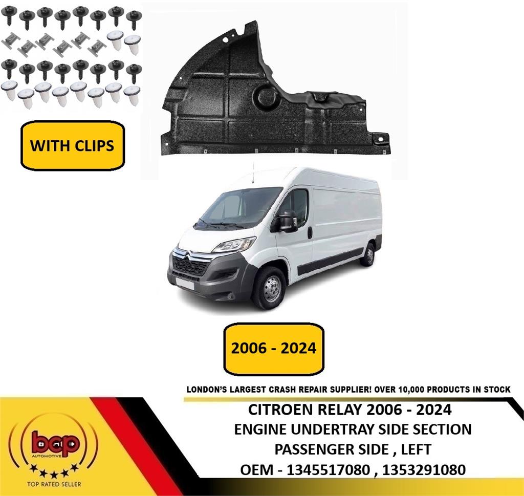 CITROEN RELAY 2006 – 2024 ENGINE UNDER TRAY SHIELD SIDE SECTION LEFT WITH CLIPS