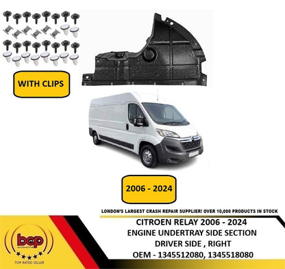CITROEN RELAY 2006 – 2024 ENGINE UNDER TRAY SHIELD SIDE SECTION RIGHT WITH CLIPS