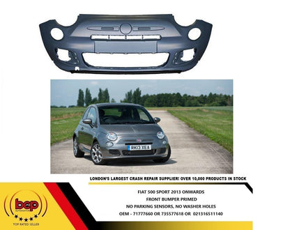 FIAT 500 5 2012 - 2015 FRONT BUMPER SPORT MODELS ONLY 735577618 PRIMED NO PDC