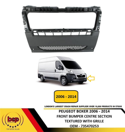 PEUGEOT BOXER 2006 - 2014 FRONT BUMPER CENTRE SECTION WITH GRILLE TEXTURED GREY