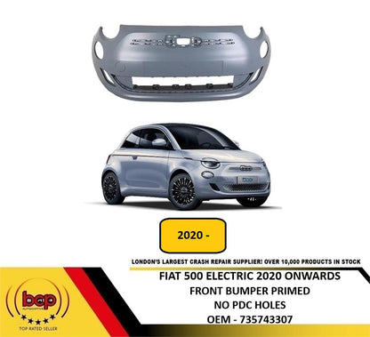 FIAT 500 E ELECTRIC 2020 - 2025 FRONT BUMPER PRIMED NO PARKING SENSOR HOLE