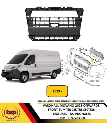 VAUXHALL MOVANO 2023 ON FRONT BUMPER CENTRE SECTION TEXTURED NO PDC 1697783380