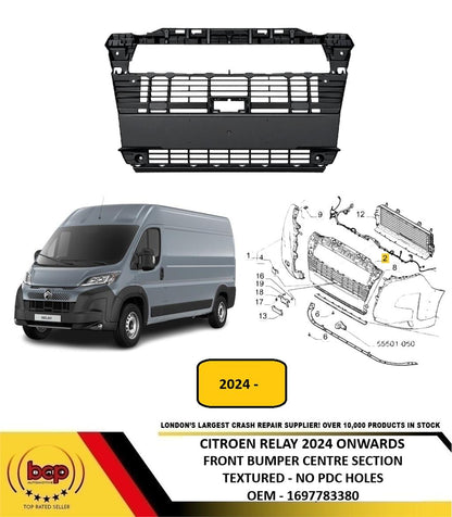 CITROEN RELAY 2024 ON FRONT BUMPER CENTRE SECTION TEXTURED NO PDC HOLES 1697783380