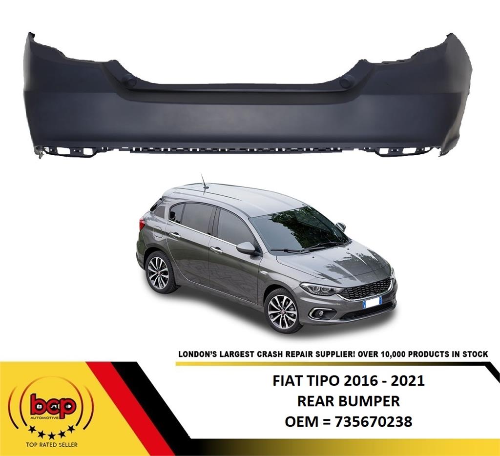 FIAT TIPO 2016 – 2021 REAR BUMPER PRIMED NO PARKING SENSORS SALOON MODELS ONLY