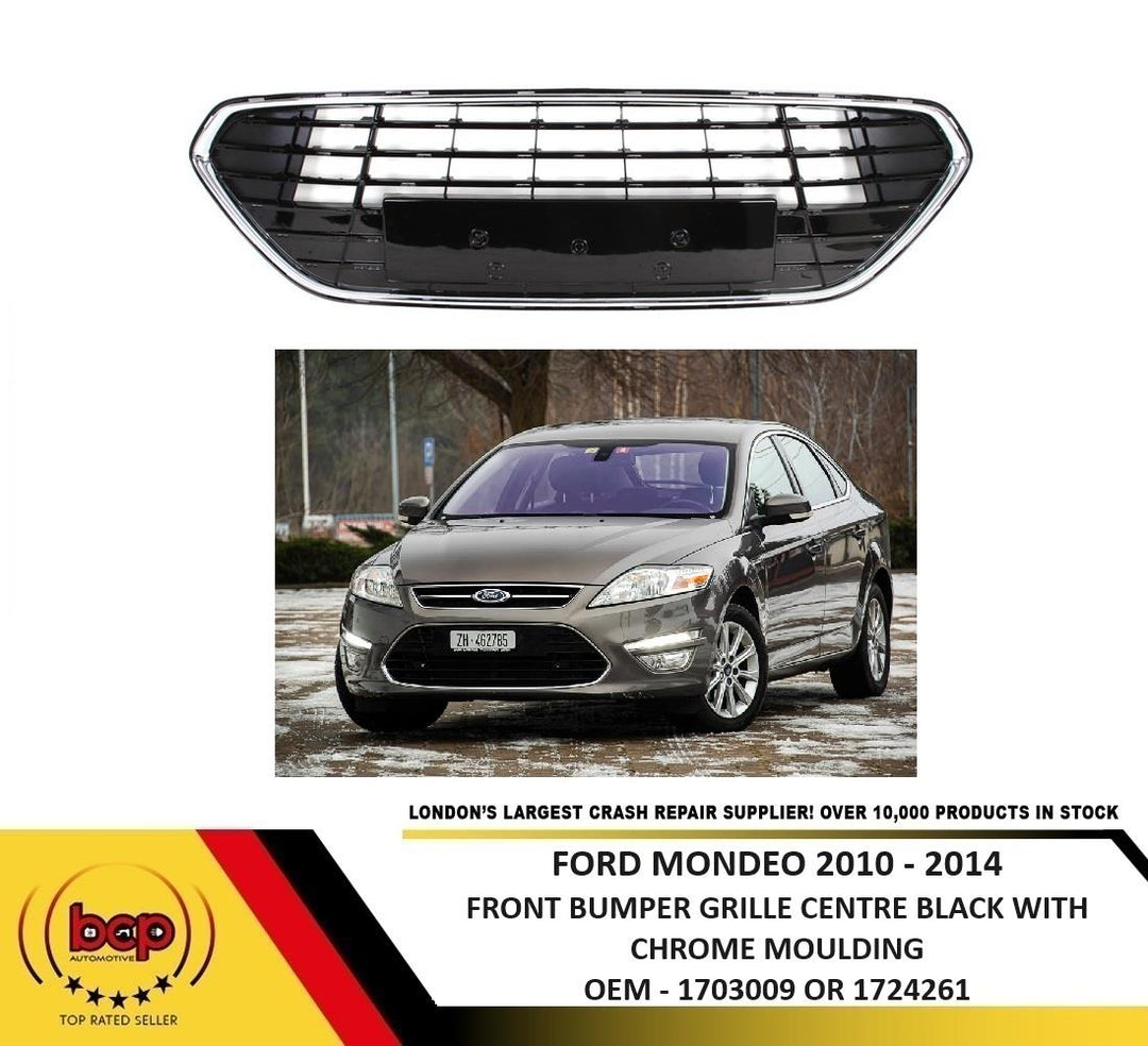 FORD MONDEO 2010 – 2014 FRONT BUMPER GRILLE CENTRE BLACK WITH CHROME SURROUND