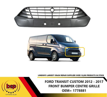 FORD TRANSIT CUSTOM 2012 - 2018 FRONT BUMPER CENTRE GRILLE NUMBER PLATE HOLDER