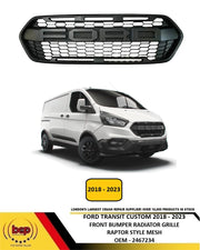 FORD TRANSIT CUSTOM 2018 - 2023 FRONT BUMPER RADIATOR GRILLE RAPTOR STYLE MESH