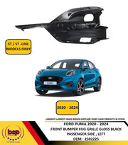 FORD KUGA 2020 - 2024 FRONT BUMPER FOG GRILLE GLOSS BLACK PASSENGER LEFT ST LINE