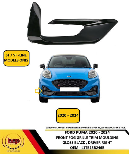 FORD PUMA 2020 - 2024 FRONT BUMPER FOG GRILLE TRIM GLOSS BLACK ST ST LINE RIGHT