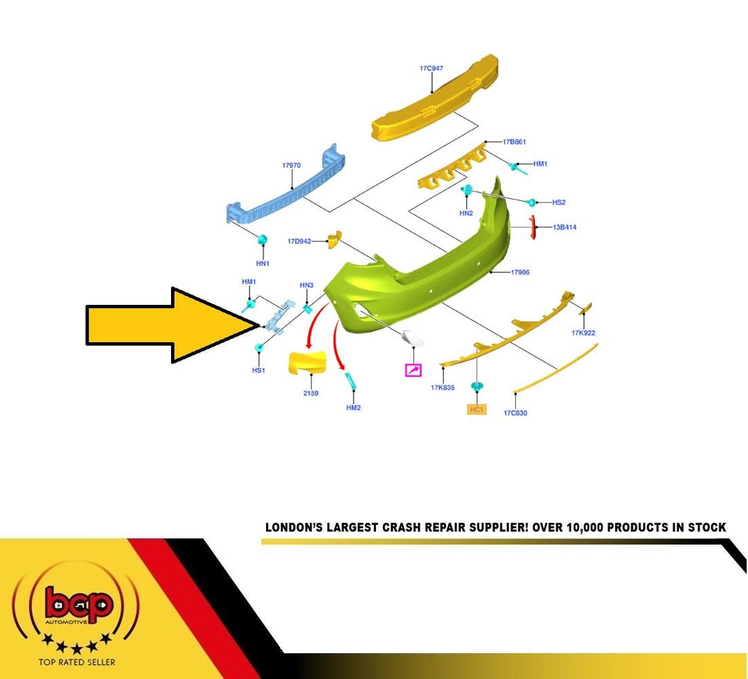 FORD FIESTA 2017 - 2022 REAR BUMPER BRACKET MOUTING HOLDER RIGHT OFFSIDE