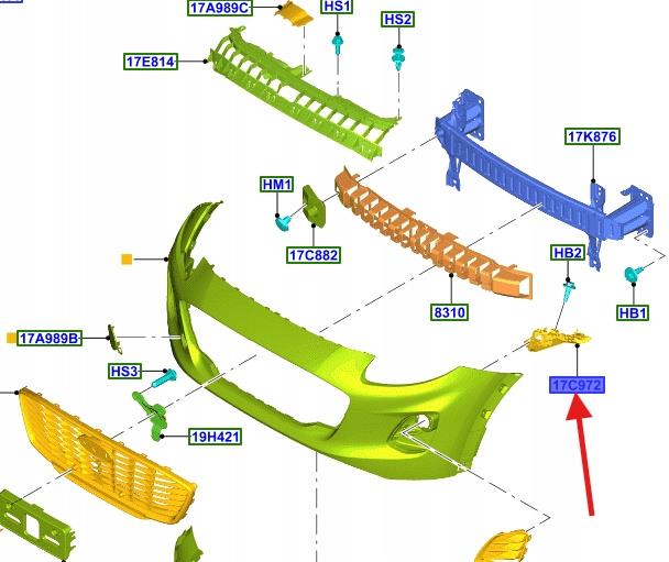 FORD PUMA 2020 ONWARDS FRONT BUMPER MOUNTING BRACKET SLIDER PASSENGER SIDE LEFT
