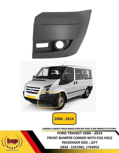 FORD TRANSIT MK7 2006-2014 FRONT BUMPER CORNER DARK GREY FOG HOLE PASSENGER LEFT