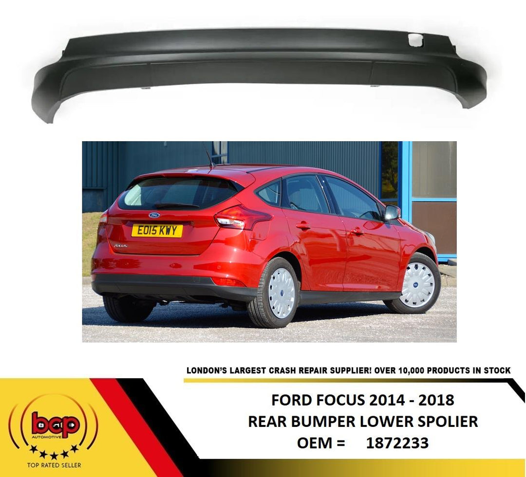 FORD FOCUS 2014 - 2018 REAR BUMPER LOWER SPOLIER BLACK TEXTURED DIFFUSER NO TOW