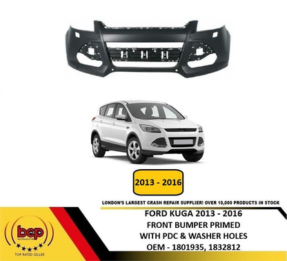 FORD KUGA 2013 – 2016 FRONT BUMPER PRIMED WITH PARKING SENSOR AND WASHER HOLES