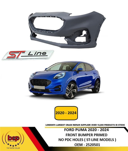 FORD PUMA 2020 - 2024 FRONT BUMPER PRIMED ST-LINE MODELS NO PARKING SENSOR HOLES