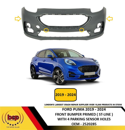 FORD PUMA 2019 - 2024 FRONT BUMPER PRIMED WITH 4 PARKING SENSOR STLINE 2520285
