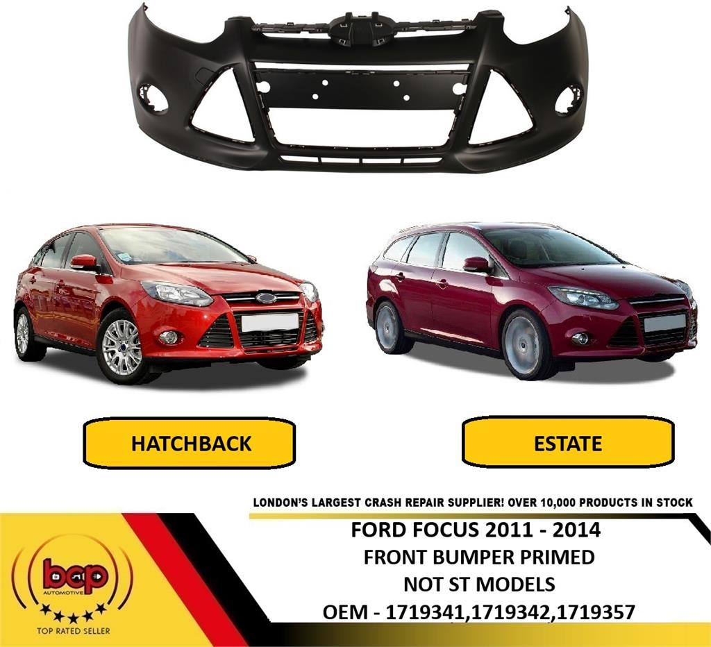 FORD FOCUS 2011 - 2014 FRONT BUMPER PRIMED NO PARKING SENSORS OEM SPEC