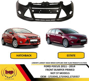 FORD FOCUS 2011 - 2014 FRONT BUMPER PRIMED NO PARKING SENSORS OEM SPEC