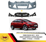 FORD FOCUS 2011 - 2014 FRONT BUMPER PRIMED AND UPPER BRACKET HOLDER ABSORBER