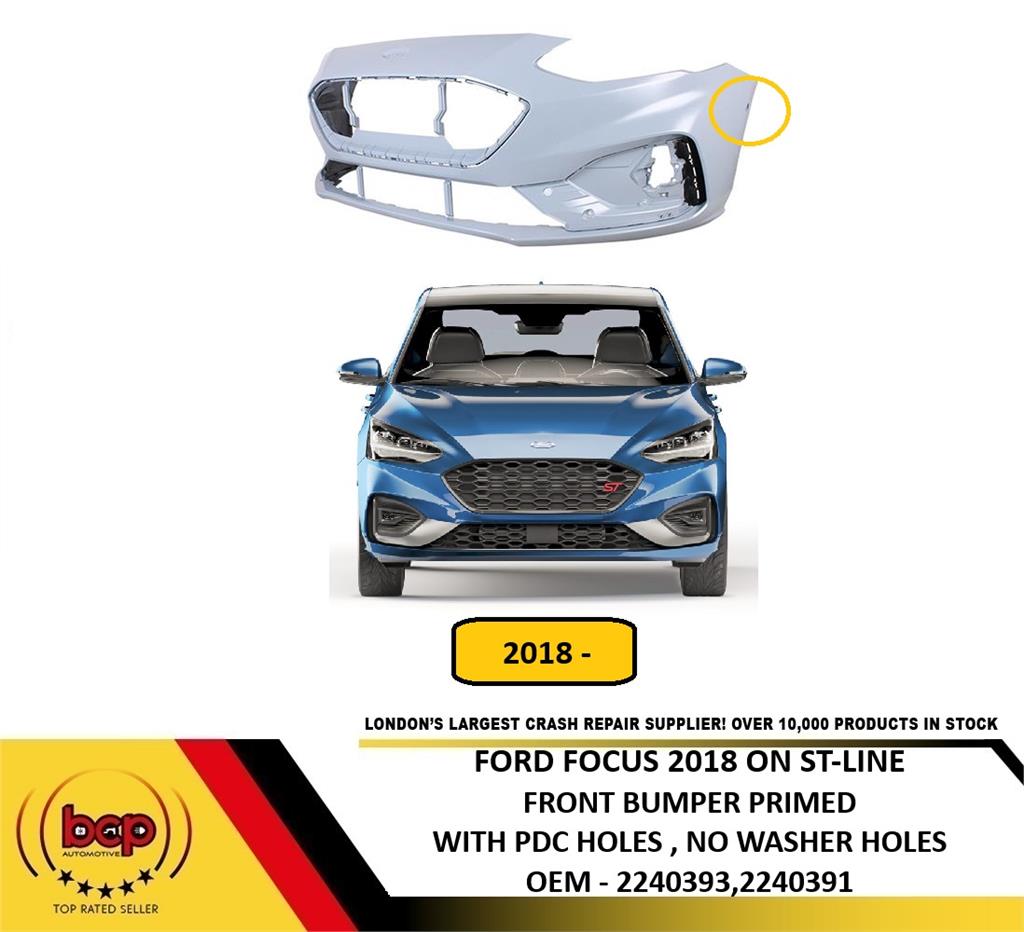 FORD FOCUS ST 2018 ON FRONT BUMPER PRIMED WITH PARKING SENSOR HOLES ST LINE