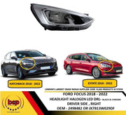 FORD FOCUS 2018 - 2022 HEADLIGHT HALOGEN WITH DRL DRIVER SIDE RIGHT