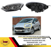 FORD FIESTA STYLE 2017 - 2019 HEADLIGHT HALOGEN WITH DRL PASSENGER SIDE LEFT