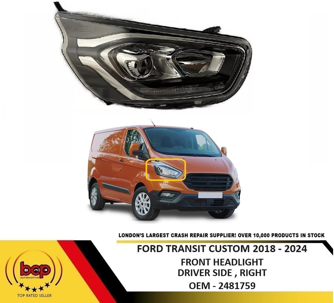 FORD TRANSIT CUSTOM 2018 – 2024 HEADLAMP RIGHT DRIVERS SIDE HALOGEN LED DRL
