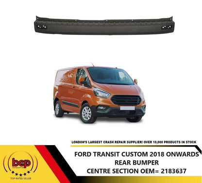 FORD TRANSIT CUSTOM  2018 ON REAR BUMPER NO PARKING SENSORS TEXTURED BLACK