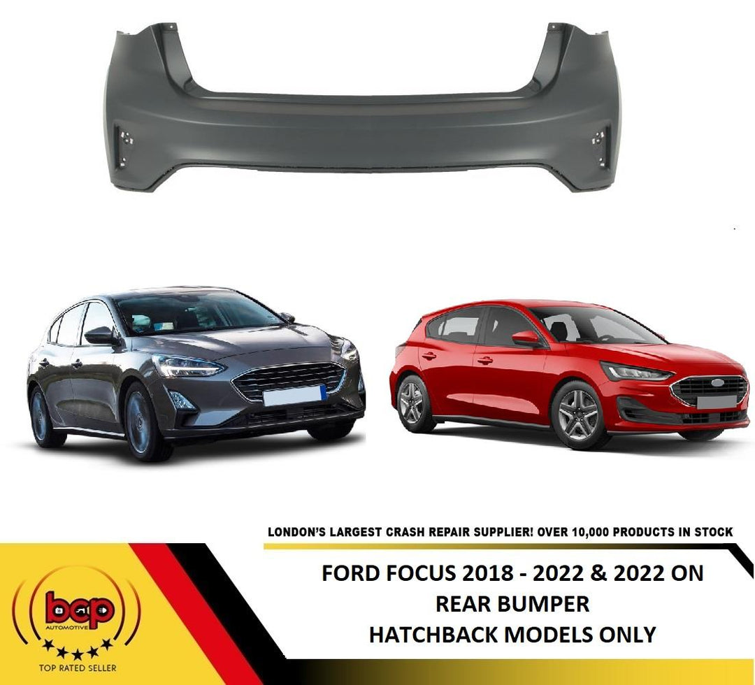 FORD FOCUS 2018 - 2022 REAR BUMPER NO PARKING SENSORS PRIMED READY TO PAINT