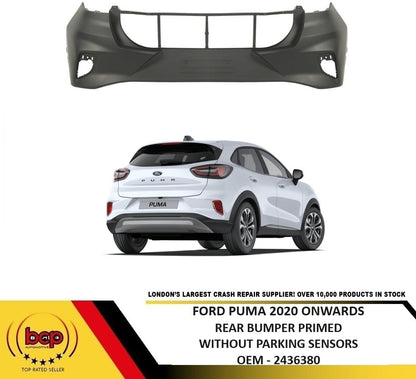 FORD PUMA 2020 ONWARDS REAR BUMPER PRIMED NO PARKING SENSORS HOLES
