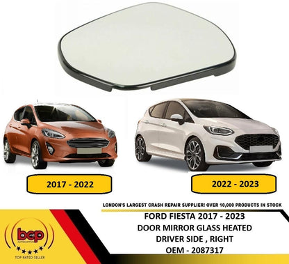 FORD FIESTA MK8 2017 - 2023 DOOR MIRROR GLASS HEATED DRIVER SIDE NO BLIND SPOT