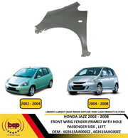 HONDA JAZZ 2002 - 2008 FRONT WING FENDER PRIMED WITH HOLE PASSENGER SIDE LEFT