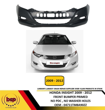 HONDA INSIGHT 2009 – 2012 FRONT BUMPER PRIMEDno FOG HOLES NO PARKING SENSOR