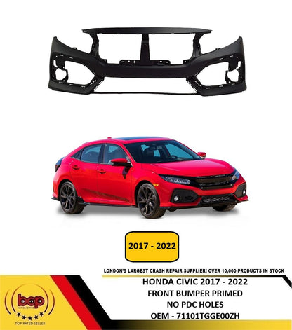HONDA CIVIC 2017 – 2022 FRONT BUMPER PRIMED INSURANCE APPROVED NO PDC HOLES NEW