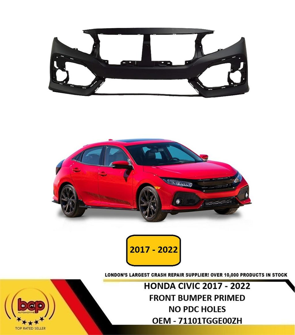 HONDA CIVIC 2017 – 2022 FRONT BUMPER PRIMED INSURANCE APPROVED NO PDC HOLES NEW