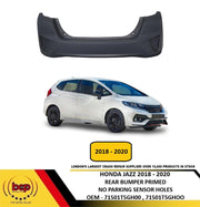 HONDA JAZZ 2018 - 2020 REAR BUMPER PRIMED WITHOUT PARKING SENSOR HOLES