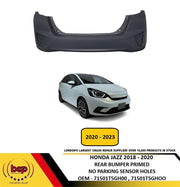 HONDA JAZZ 2020 - 2023 REAR BUMPER PRIMED WITHOUT PARKING SENSOR HOLES