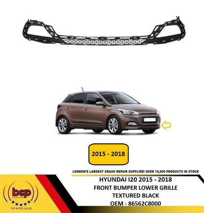HYUNDAI i20 2015 - 2018 FRONT BUMPER LOWER CENTRE GRILLE TEXTURED BLACK NEW