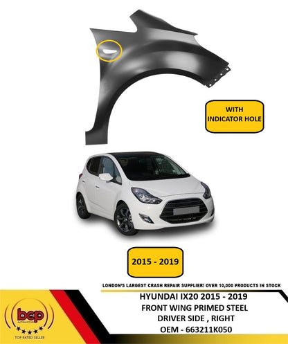 HYUNDAI IX20 2015 -2019 FRONT WING DRIVER SIDE FENDER PANEL RIGHT INDICATOR HOLE