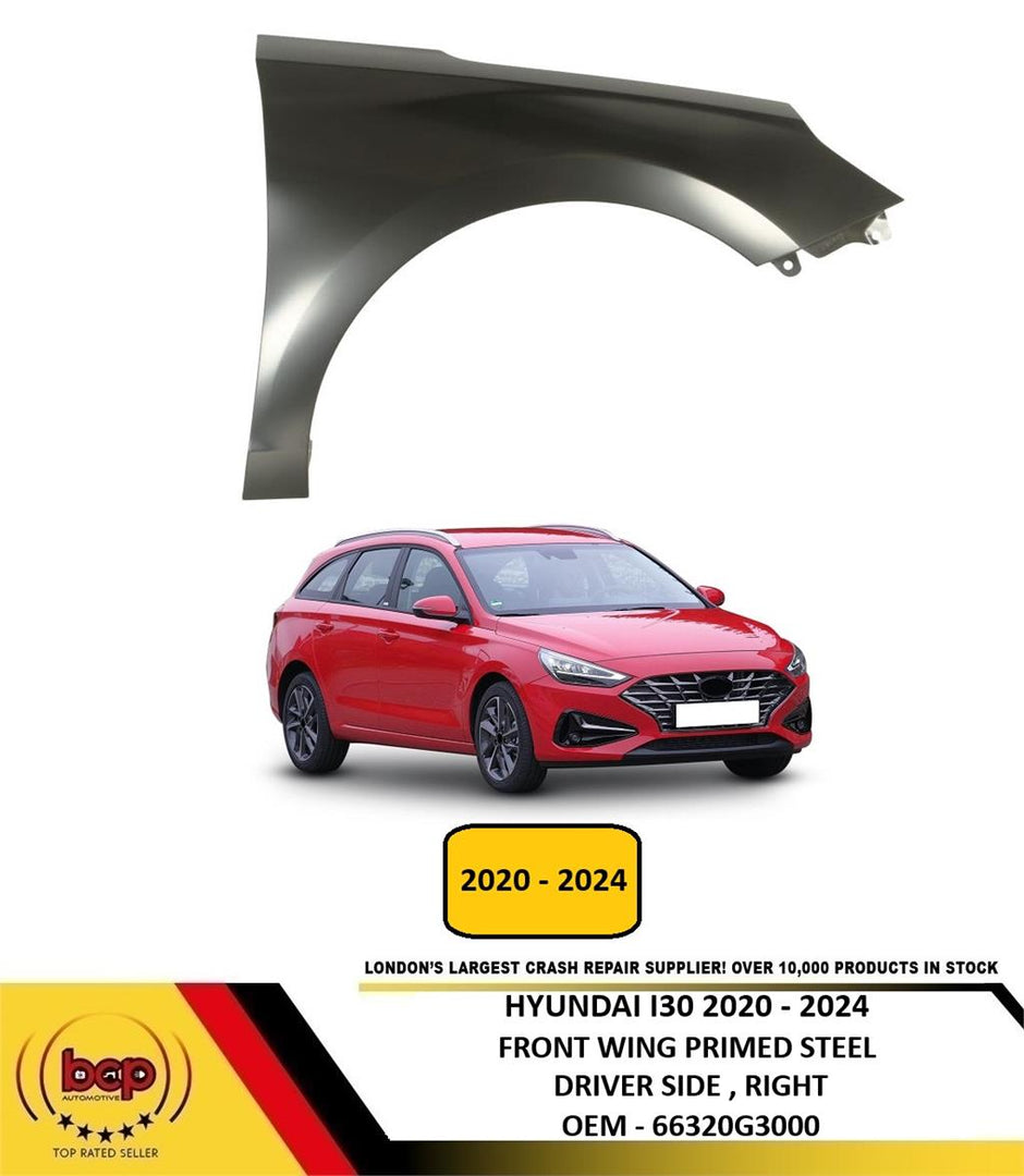 HYUNDAI i30 2020 - 2024 FRONT WING DRIVERS SIDE FENDER PANEL RIGHT PRIMED