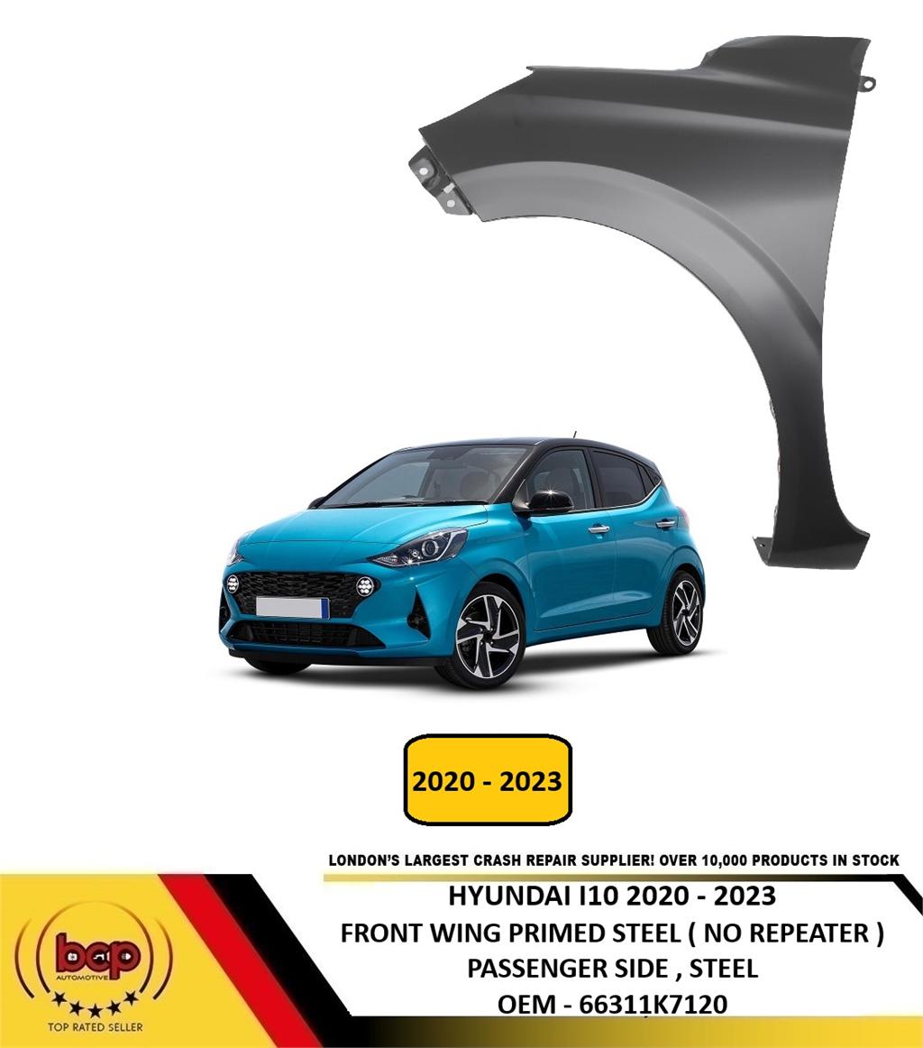 HYUNDAI I10 2020 - 2023 FRONT WING PRIMED NO REPEATER PASSENGER LEFT 66311K7120